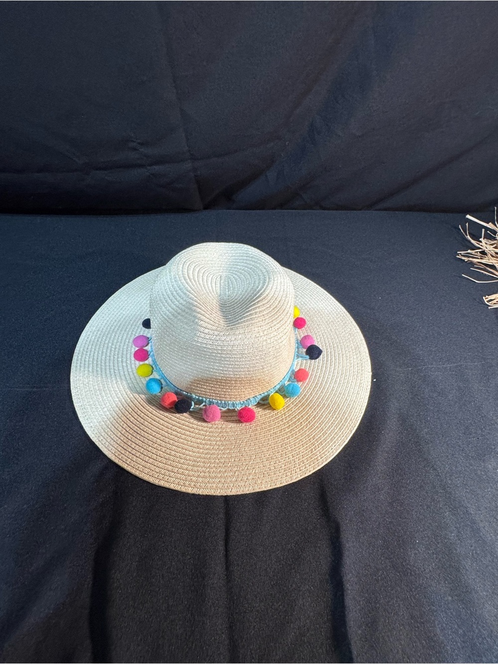 Magid Cream Straw Sun Hat with Black Logo Trim
